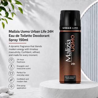Malizia Uomo Urban Life 24H Eau de Toilette Deodorant Spray 150ml