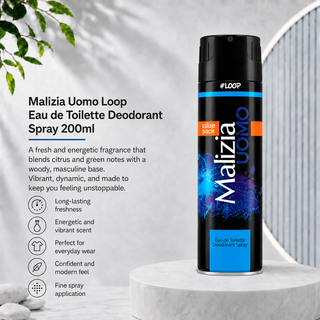 Malizia Uomo Loop Eau de Toilette Deodorant Spray 200ml