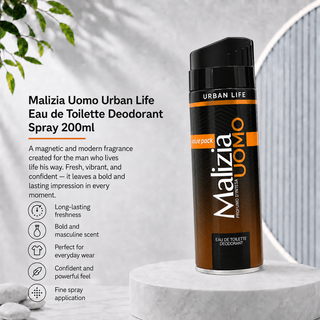 Malizia Uomo Urban Life Eau de Toilette Deodorant Spray 200ml