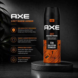 AXE 24X7 Warm Amber 72H Dual Action Deodorant Body 150ml