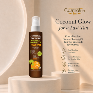 Cosmaline Sun Coconut Tanning Oil Fast Tan Vitamin E SPF 0 190ml