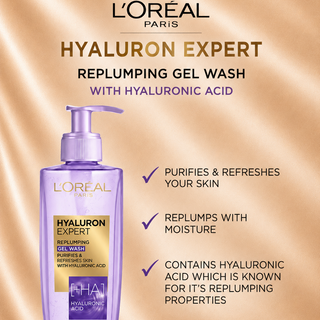 L'Oréal Paris Hyaluron Expert Gel Wash, Hyaluronic Acid, Hydrates and Replumps Skin 200ml