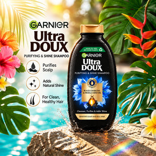 Garnier Ultra Doux Purifying & Shine Shampoo with Black Charcoal & Nigella Seed Oil 600ml