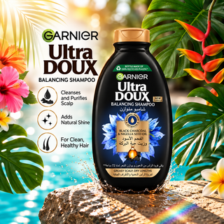 Garnier Ultra Doux Balancing Shampoo with Black Charcoal & Nigella Seed Oil 400ml