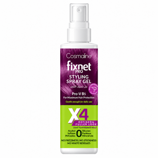 Cosmaline Fixnet Pro Styling Spray Gel X4 – Defined & Fuller Look with Pro-Vitamin B5 125ml