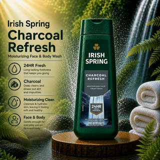 Irish Spring Charcoal Refresh Moisturizing Face & Body Wash 24HR Fresh 591ml