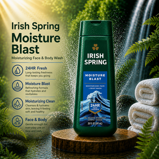 Irish Spring Moisture Blast Moisturizing Face & Body Wash 24HR Fresh 591ml