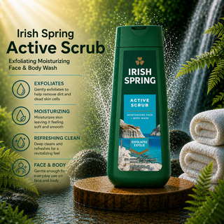 Irish Spring Active Scrub Exfoliating Moisturizing Face & Body Wash 591ml