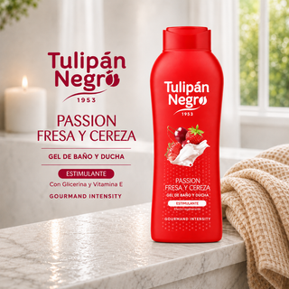 Tulipán Negro Passion Strawberry & Cherry Stimulating Bath & Shower Gel 720ml