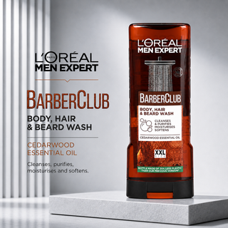 L'Oréal Men Expert BarberClub Body, Hair & Beard Wash with Cedarwood Essential Oil XXL Size 400ml