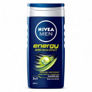 NIVEA MEN Energy 3-in-1 Energizing Mint Extract Shower Gel 24H Fresh Effect 250ml