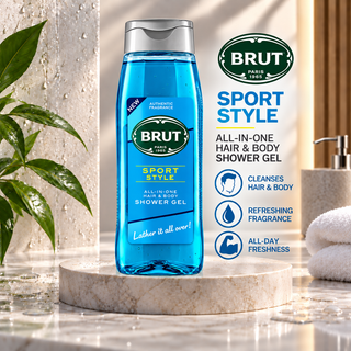 Brut Sport Style All-in-One Hair & Body Shower Gel 500ml