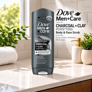 Dove Men+Care Charcoal + Clay Purifying Body & Face Scrub 532ml