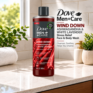 Dove Men+Care Wind Down Ashwagandha & White Lavender Stress Relief Face & Body Wash 532ml