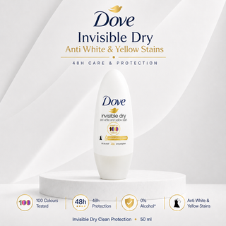 Dove Invisible Dry Anti White & Yellow Stains 48h Antiperspirant Roll-On 50ml