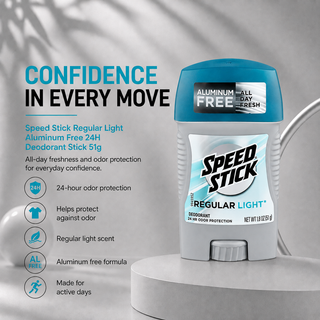 Speed Stick Regular Light Aluminum Free 24H Deodorant Stick 51g