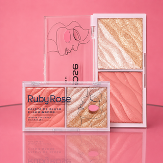 Ruby Rose Paleta De Blush e Iluminador Alta Fixação