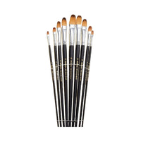 Chrome Stationery Long Handle Filbert Paint Brushes (Set of 9, Black, White)