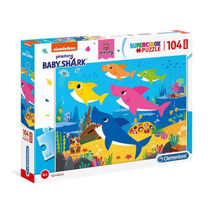 Clementoni 23751 Baby Shark Supercolor Puzzle For Children, 104 Maxi Pcs , Ages 4 Years Plus