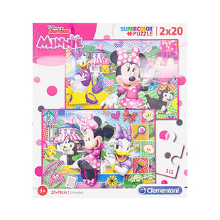 Clementoni Disney Junior Minnie Happy Helpers Jigsaw 2 x 20 Pcs Puzzle, Pink Combo