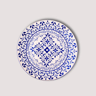 Cobalt Floral Mandala Flat Dish 26CM