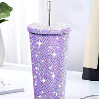 Coffee Tumbler 500ml Rhinestone Straw Tumbler