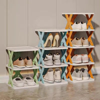 Collapsible 4-Tier Plastic Shoe Rack Home