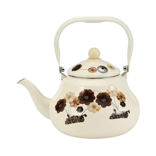 Country Style Enamel Kettle Household Kettles Automatic Reminder Enamel Cup Whistle Kettle Enameled Gas Coffee Tea kettle (Size  2.0L)
