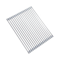 Dish Drying Rack, Roll Up Sink Drying Rack, Foldable Multi-Use Silicone Coated Stainless Steel Dish Drainers, Heat Resistant Mat, Drying/Draining/Trivet Grey