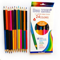 Duomier Wood Paints - Duo Colored Pencils - 12 Double Ended Paints - 24 Different Colors