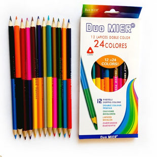 Duomier Wood Paints - Duo Colored Pencils - 12 Double Ended Paints - 24 Different Colors