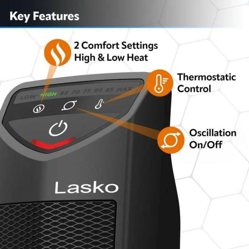 Lasko 1500W 14" Oscillating Ceramic Electric Tower Space Heater
