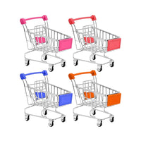 Mini Shopping Cart Miniature Supermarket Handcart Shopping Utility Cart Storage Toy For Kids