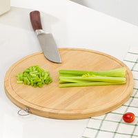 Nature’s Kitchen Round Bamboo Tray Cutting Serving Board W Juice Groove for Cutting Chopping Cheese & Charcuterie Board Platte