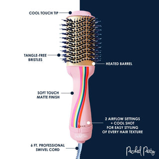 Packed Party Heated Aluminum Barrel Hot Air Brush-Pink