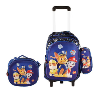 Paw Patrol  3PCS Detachable Rolling Backpack for Boys With Lunch Bag Pencil Case 2Wheels Roll
