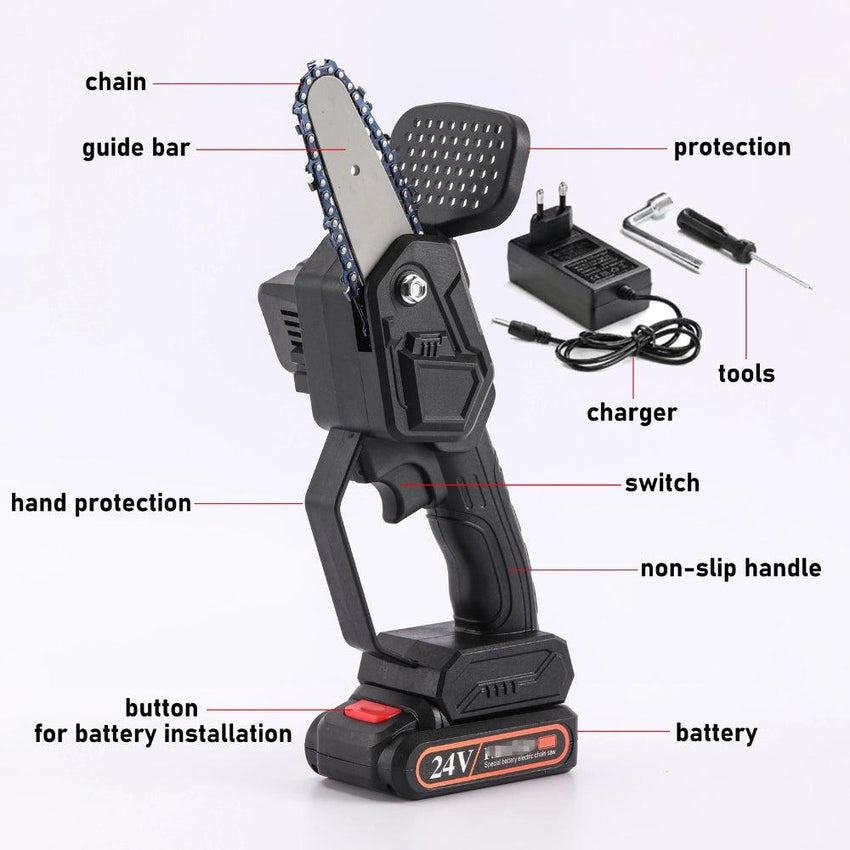 Portable Mini Chain Saw 6 Inch Rechargeable Battery