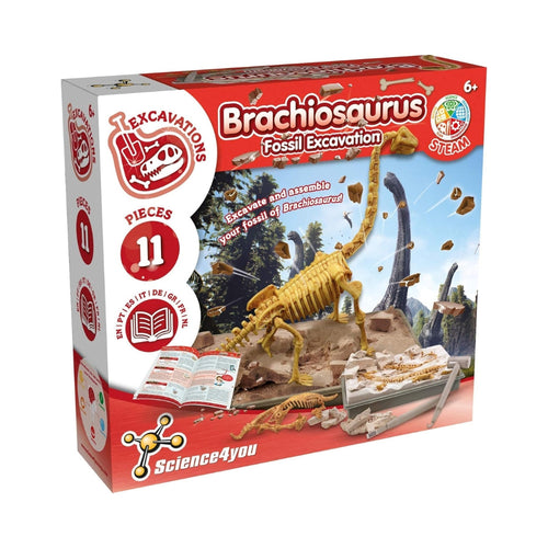 Science 4 You Brachiosaurus Fossil Digging Kit For Kids - Excavate And Assemble 11 Pcs Dinosaur Fossil, Excavation Dig Kit + Dinosaurs For Kids, Games, Dinosaur Toys For Girls And Boys 6+ Years Old