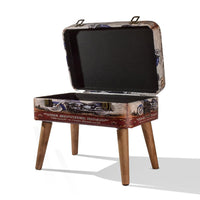Set Of 2 Pouf Fuax Leather Storage Seats-The Mother Road