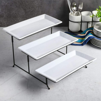 Set Of 3 Plates With Metal Rack