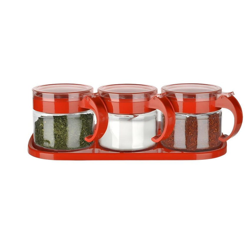 Spice Set 3 Pcs Standing Glass Spice Jar With Spoon