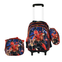 Spider Man 3PCS Detachable Rolling Backpack for Boys With Lunch Bag Pencil Case 2Wheels Roll