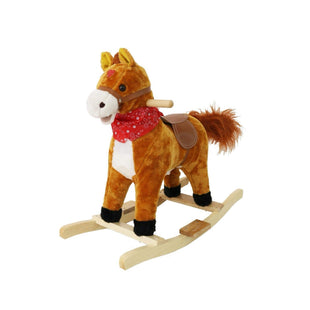 Toyshine Unicorn Horse Wooden Rocker For Kids With Music And Light Brown, White
