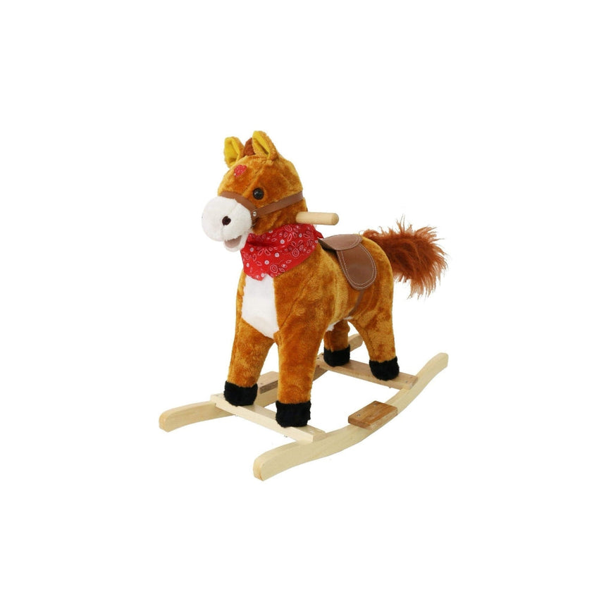 Toyshine Unicorn Horse Wooden Rocker For Kids With Music And Light Brown, White