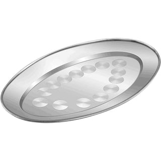 Oval Stainless Steel Plate Fish Plate for Steaming Fish,Dessert, Meat, Sushi,SilverPlate