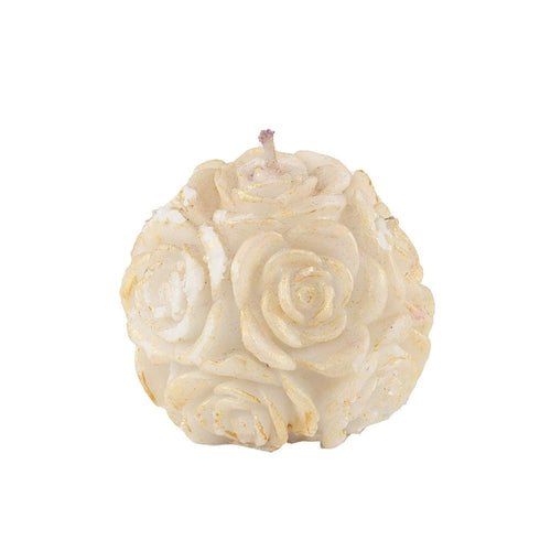 Sitara Crafts Rose Ball Candle, Wax Decorative,White