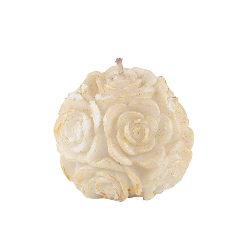 Sitara Crafts Rose Ball Candle, Wax Decorative,White