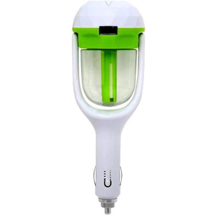 Touch-Activated Car Humidifier and Diffuser with USB Charging Port, White/Green