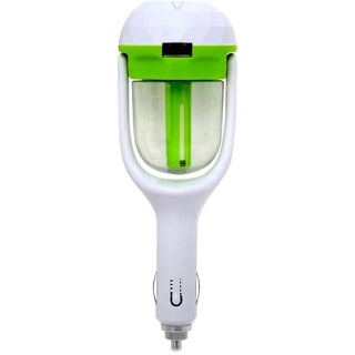 Touch-Activated Car Humidifier and Diffuser with USB Charging Port, White/Green