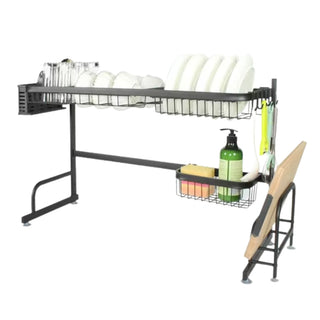 Dish Drying Rack Adjustable 2-Tier Large Dish Dryer Rack for Kitchen Organizer Storage Space Saver Shelf Utensils Holder Tableware Drainer
